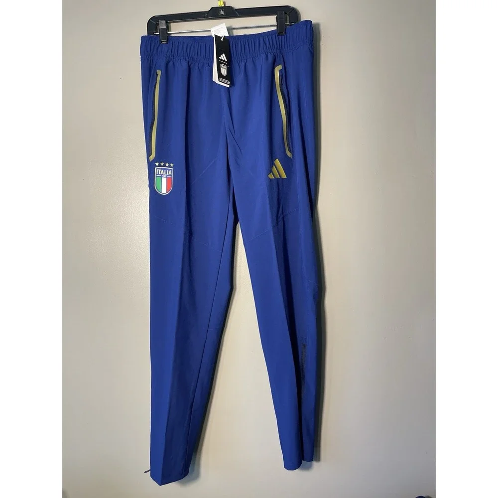 Adidas Italy Soccer National Team Men's Tiro Travel Pants Size L Blue New